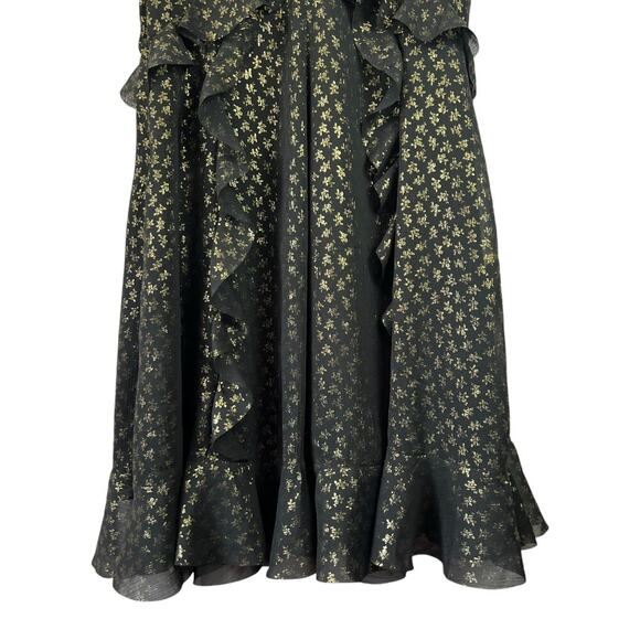 All Saints Derrell Black & Gold Ruffle Dress - Picture 7 of 15